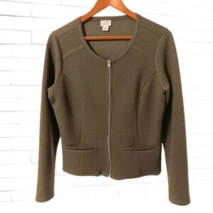 Women's Jaclyn Smith Cable Style Knit Sweater, Size Medium, Olive Green Full Zip